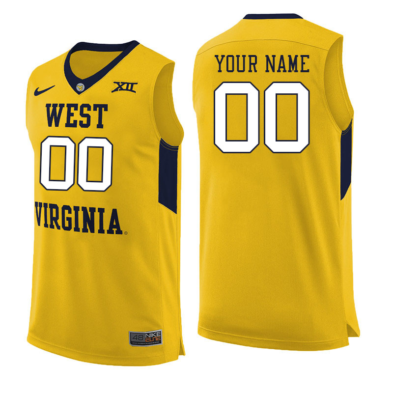 Custom West Virginia Mountaineers Name And Number College Basketball Jerseys Stitched-Gold - Click Image to Close
